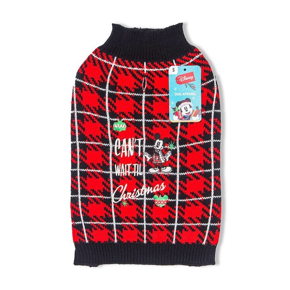3/$15 NWT Disney Mickey Mouse Holiday Dog Sweater - Red Plaid Size Medium